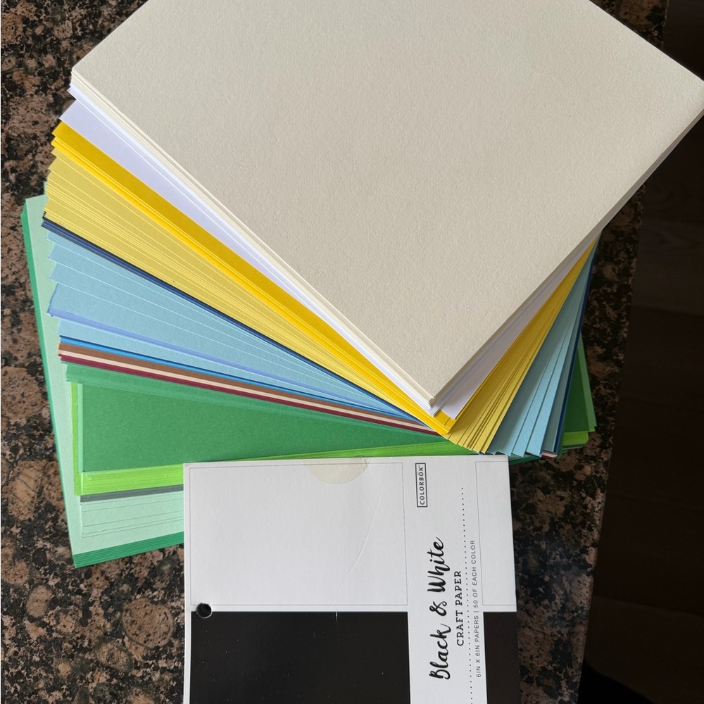Assorted Colored Craft Paper Pack - Multi-Color 8x10 with 6x6 black & white pac